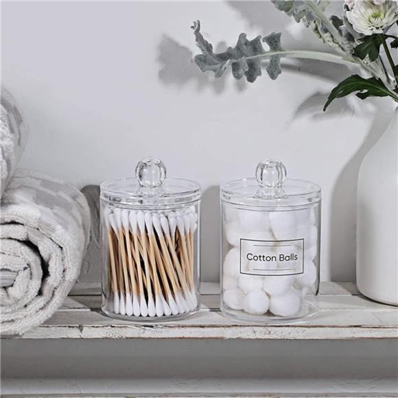 2 Pack Qtip Holder Dispenser for Cotton Ball, Cotton Swab, Cotton Round Pads - Picture 1 of 7